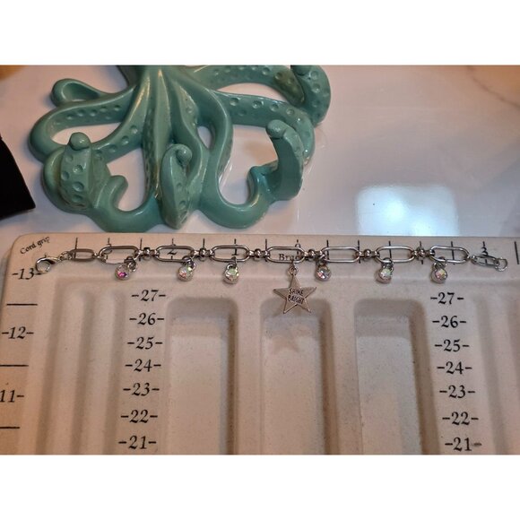 Silver Tone Bracelet With Crystal Charms & "Shine Bright" Star Pendant - Picture 5 of 6